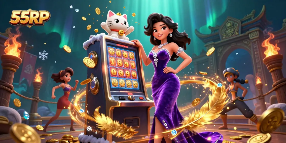 Experience thrilling slots with 55RP showcasing a glamorous jackpot scene filled with excitement.