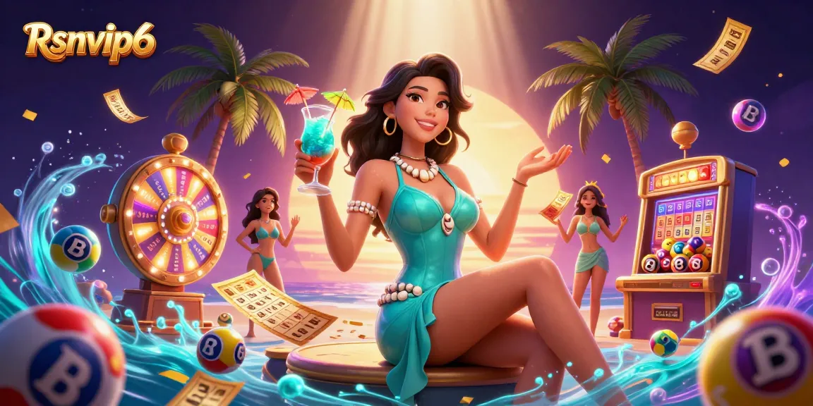 Rasakan Rsnvip6 dengan elemen kasino yang cerah dan suasana koktail yang glamor.