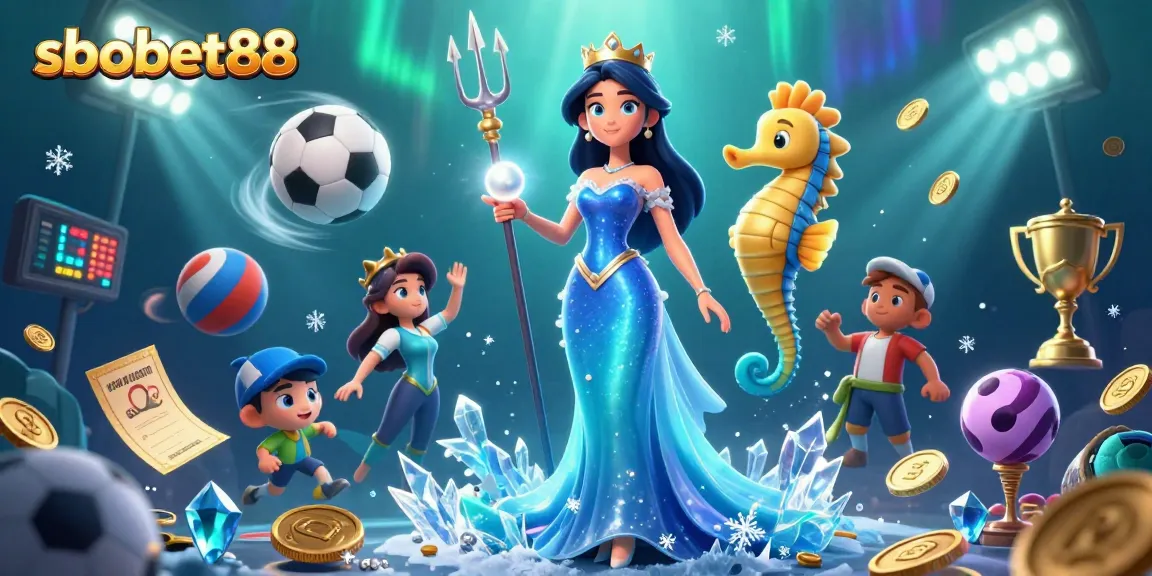 Engage in sbobet88 sports betting action surrounded by dynamic elements and a captivating ocean-themed scene.