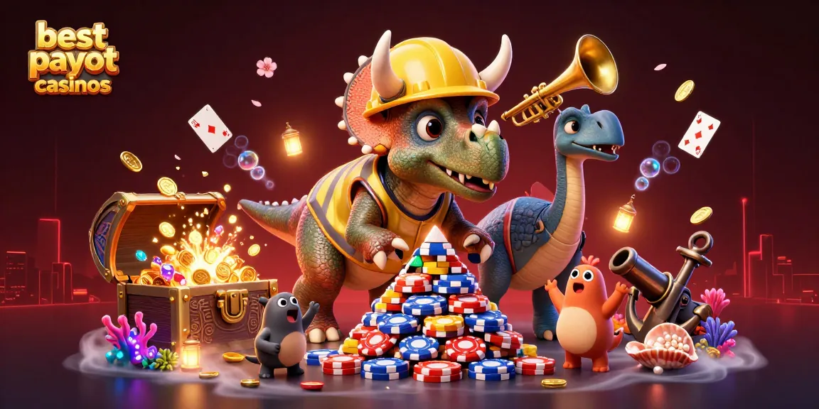 Celebrate the best payout casinos with a 3D-themed casino illustration of vibrant gaming elements.