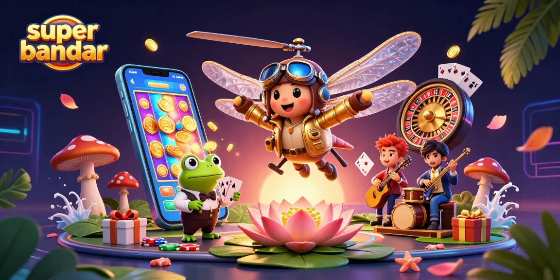 Super bandar mempersembahkan permainan kasino dengan karakter unik dan elemen yang menarik dalam ilustrasi 3D yang dinamis.