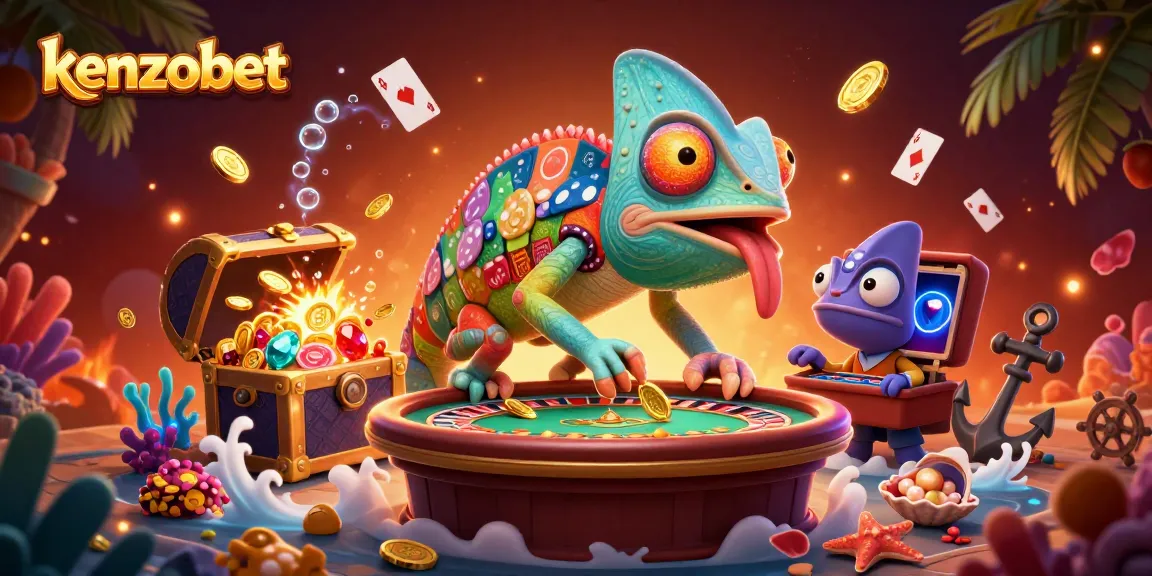 Kenzobet, nikmati warna-warni pengalaman kasino dengan chameleon lucu dan elemen permainan yang memikat.