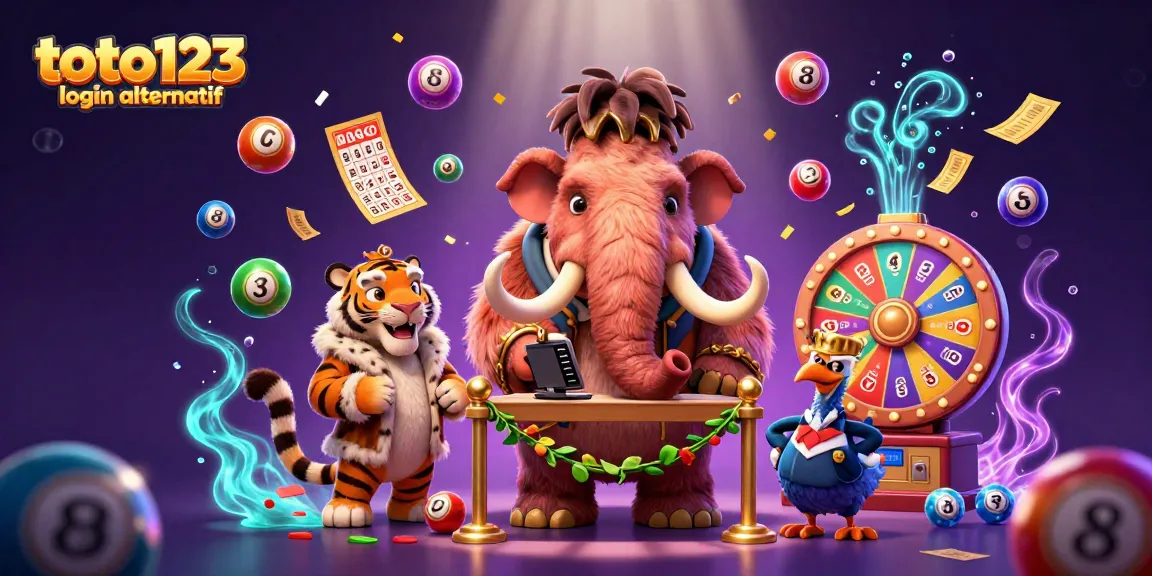 Play responsibly at toto123 login alternatif with colorful lottery elements and vibrant casino atmosphere.