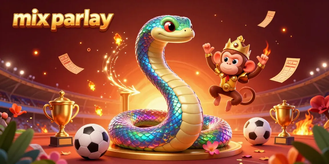 Elevate your mix parlay betting experience with a vibrant, action-packed illustration featuring sports elements and playful characters.