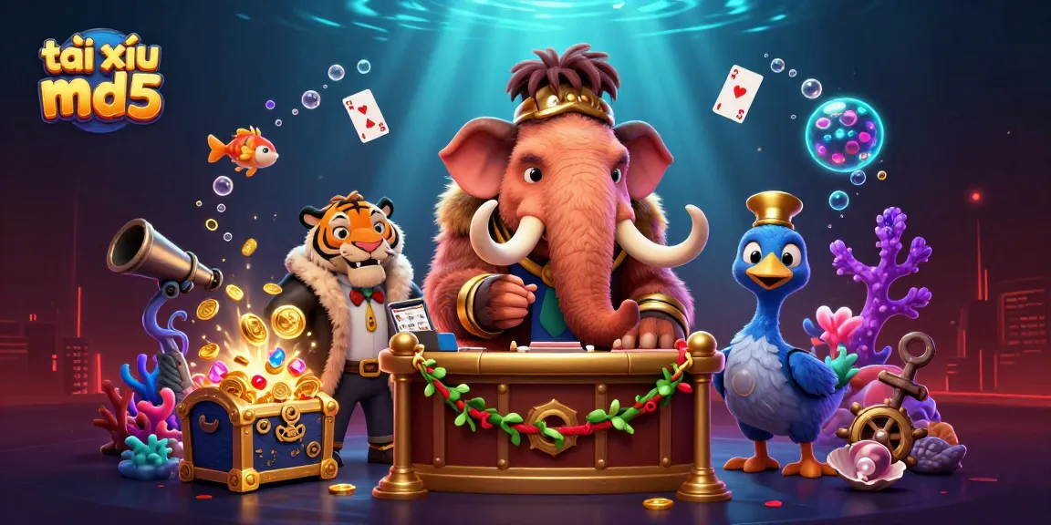Experience the excitement of tài xỉu md5 with vibrant characters and rich casino elements in a dynamic scene.