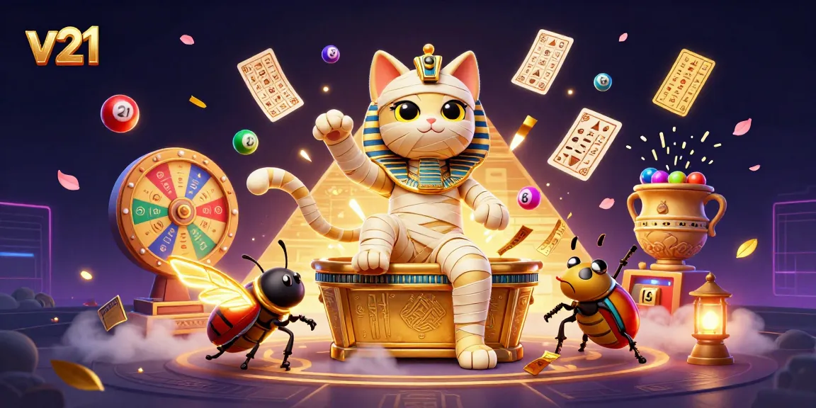 Gambarlah pengalaman menarik di kasino v21 dengan mumi kucing Mesir dan unsur permainan.