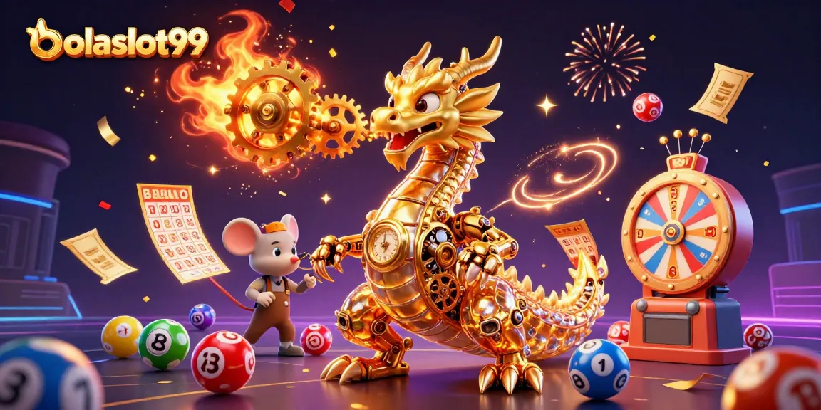 Breathe in excitement with bolaslot99 as a golden dragon and a mouse engineer reveal vibrant lottery elements.