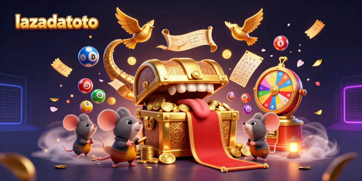 Experience thrilling jackpots with lazadatoto's carnival of vibrant lottery elements and treasures.