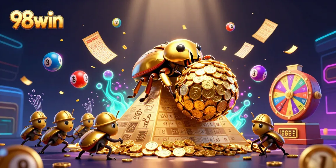 Experience exciting moments at 98win with vibrant lottery games and golden casino elements.
