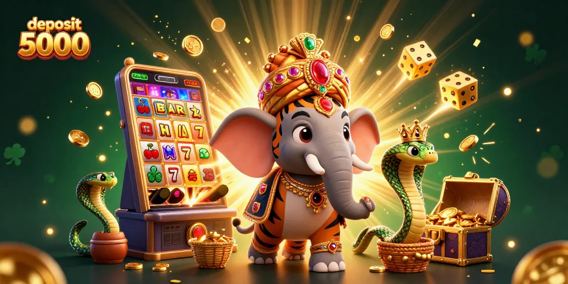 Experience a thrilling jackpot with deposit 5000 opportunities in this vibrant 3D casino illustration.