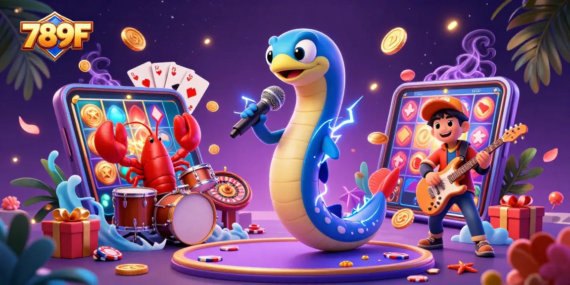 Experience thrilling gameplay with 789F at an underwater casino featuring vibrant characters and slot games.