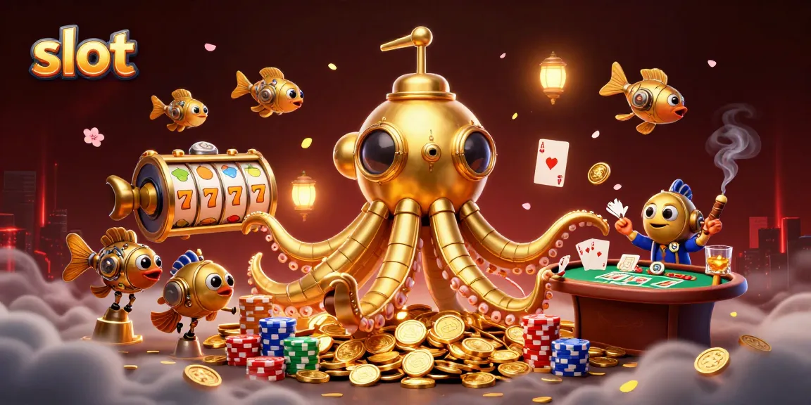Permainan slot menarik dengan serangkaian simbol keberuntungan dan suasana kasino yang meriah.