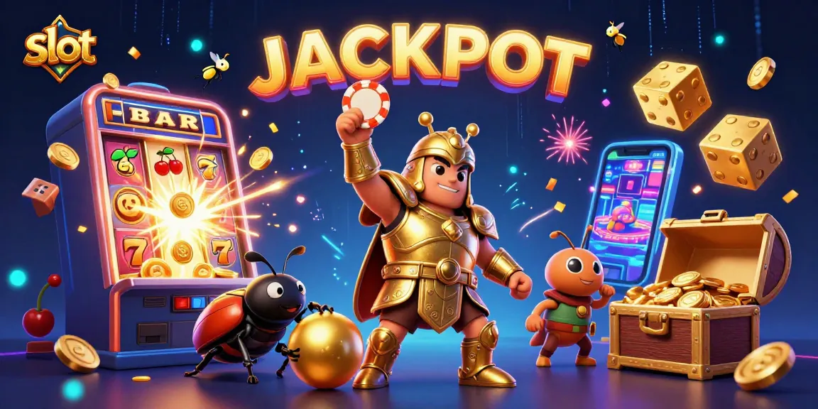 Slot dengan jackpot muncul saat kepiting hercules merayakan kemenangan dalam ilustrasi kasino yang berkilau.